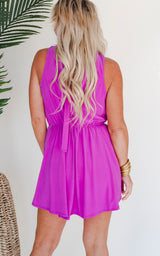 Purple Sleeveless Solid Knit Dress