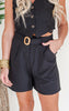 Sunset Walking Tour High Waist Rattan Buckle Shorts