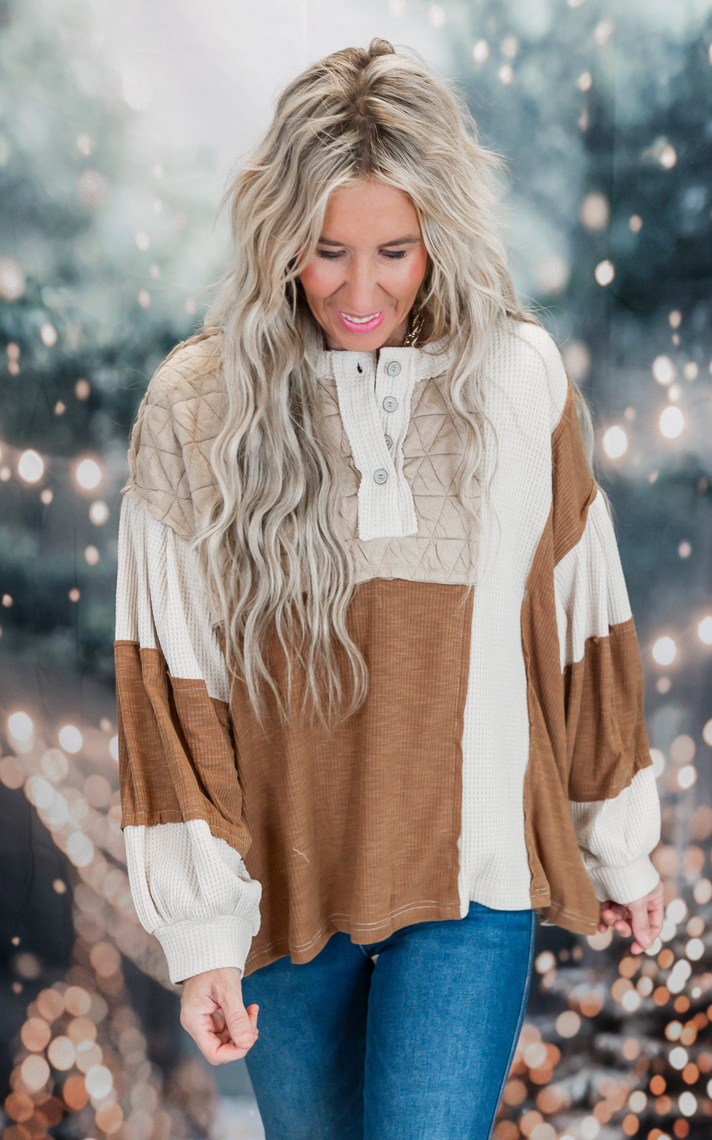 Chocolate Thermal Casual Long Sleeve Top | POL