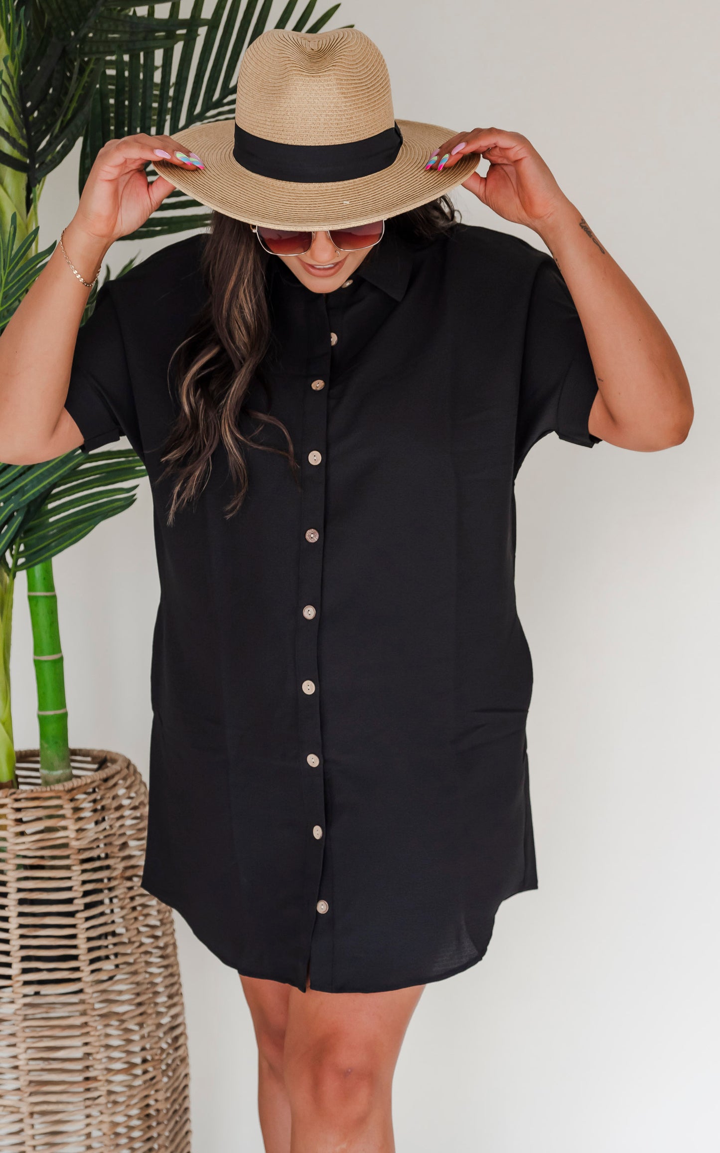 Doing all the Things Button Down Short Sleeve Shirt Dress