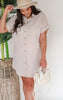 Doing all the Things Button Down Short Sleeve Shirt Dress - Final Sale