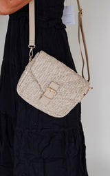 Khaki Straw Crossbody Bag - FINAL SALE