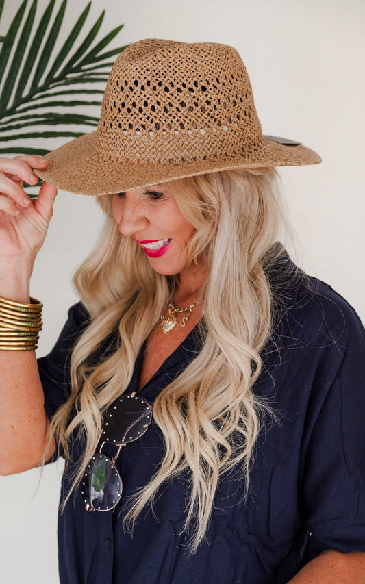 Chevron Patter Loose Weave Summer Fedora