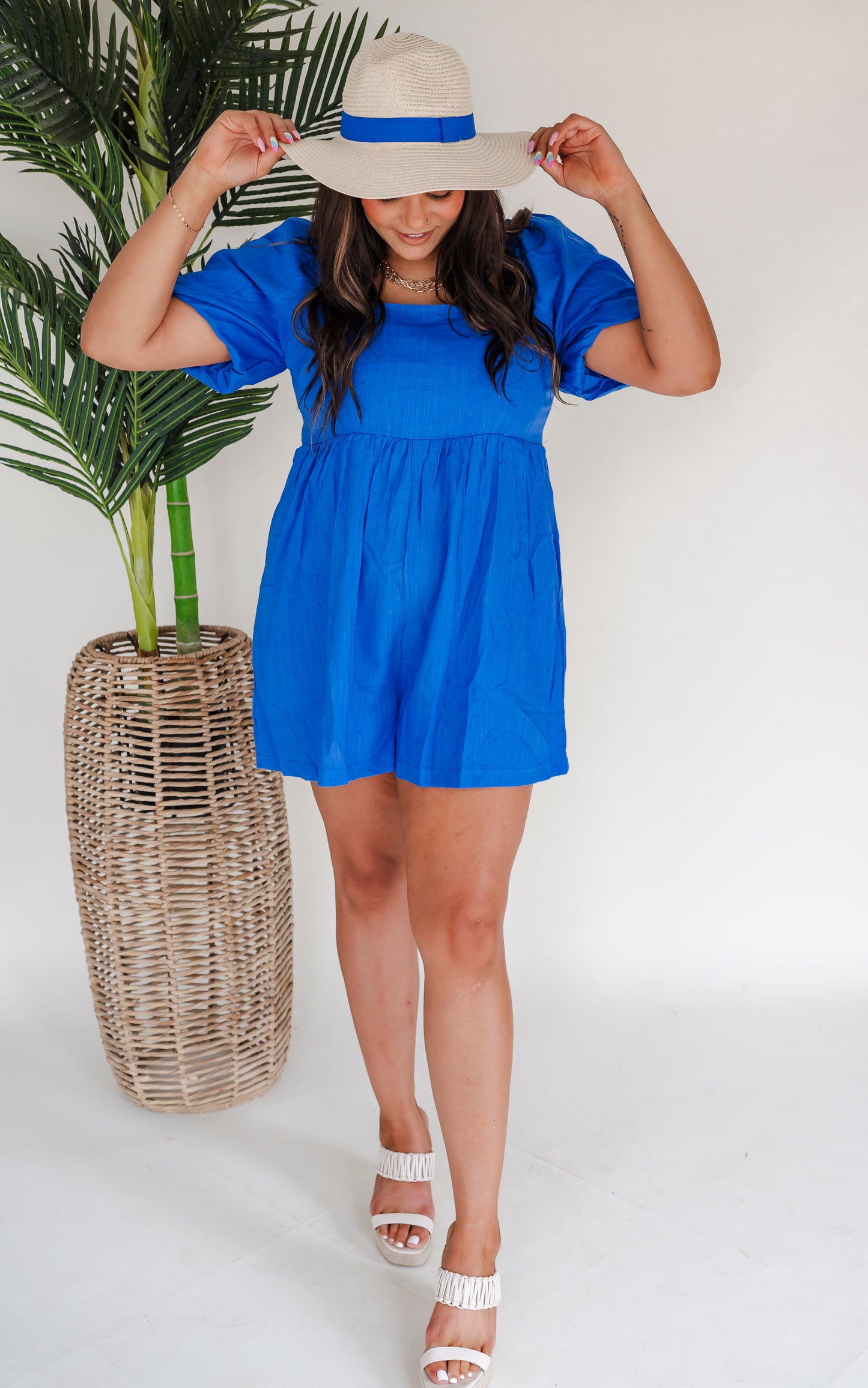 Strolling Through The Cobblestones Bubble Sleeve Romper - Final Sale