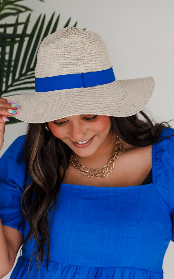 Royal Color Banded Natural Summer Fedora Hat - Final Sale