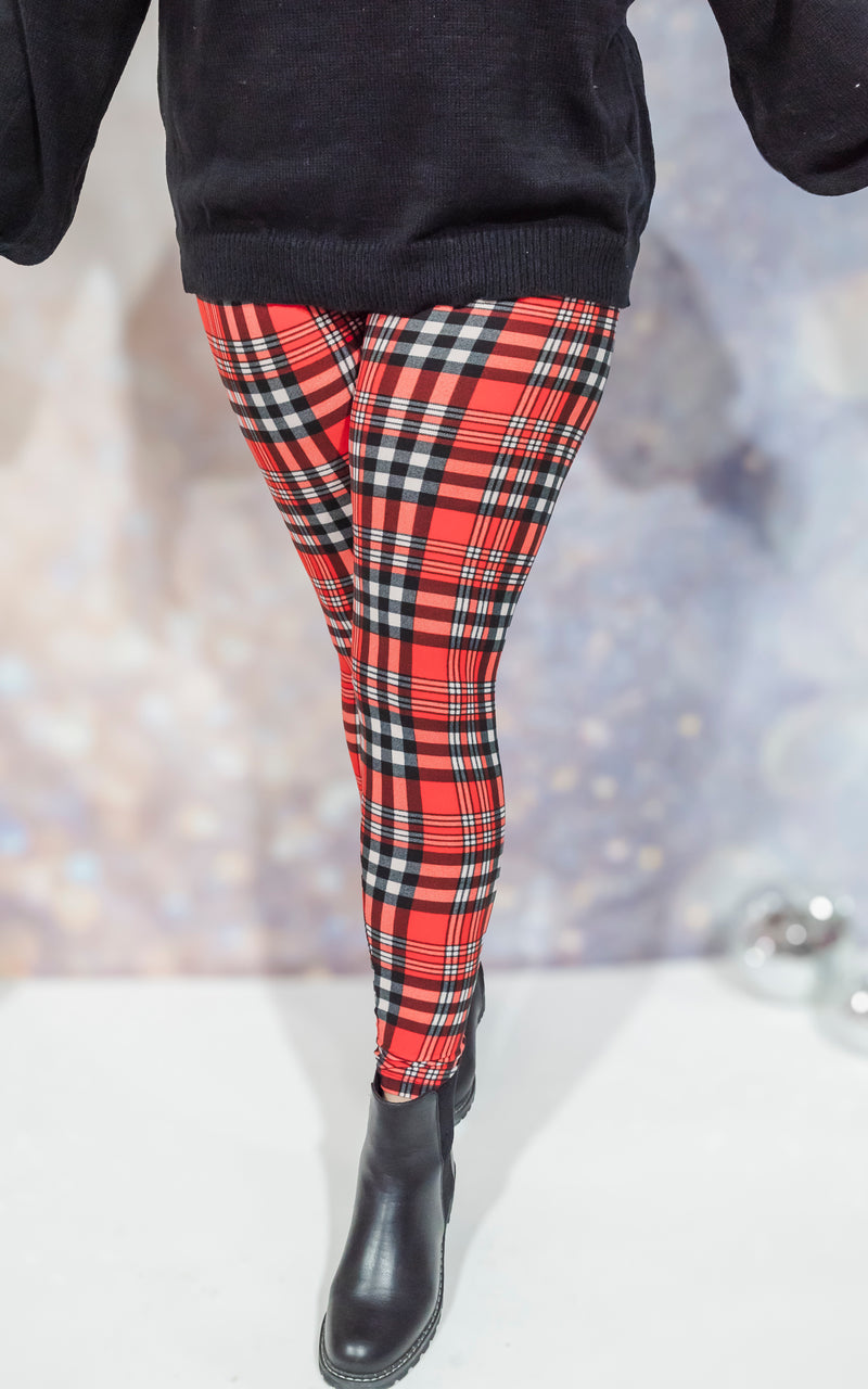 Holiday Plaid Buttery Soft Leggings *Curvy Girl*