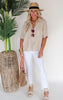 Tuscany Stroll Oversized Linen Button Down Blouse Top