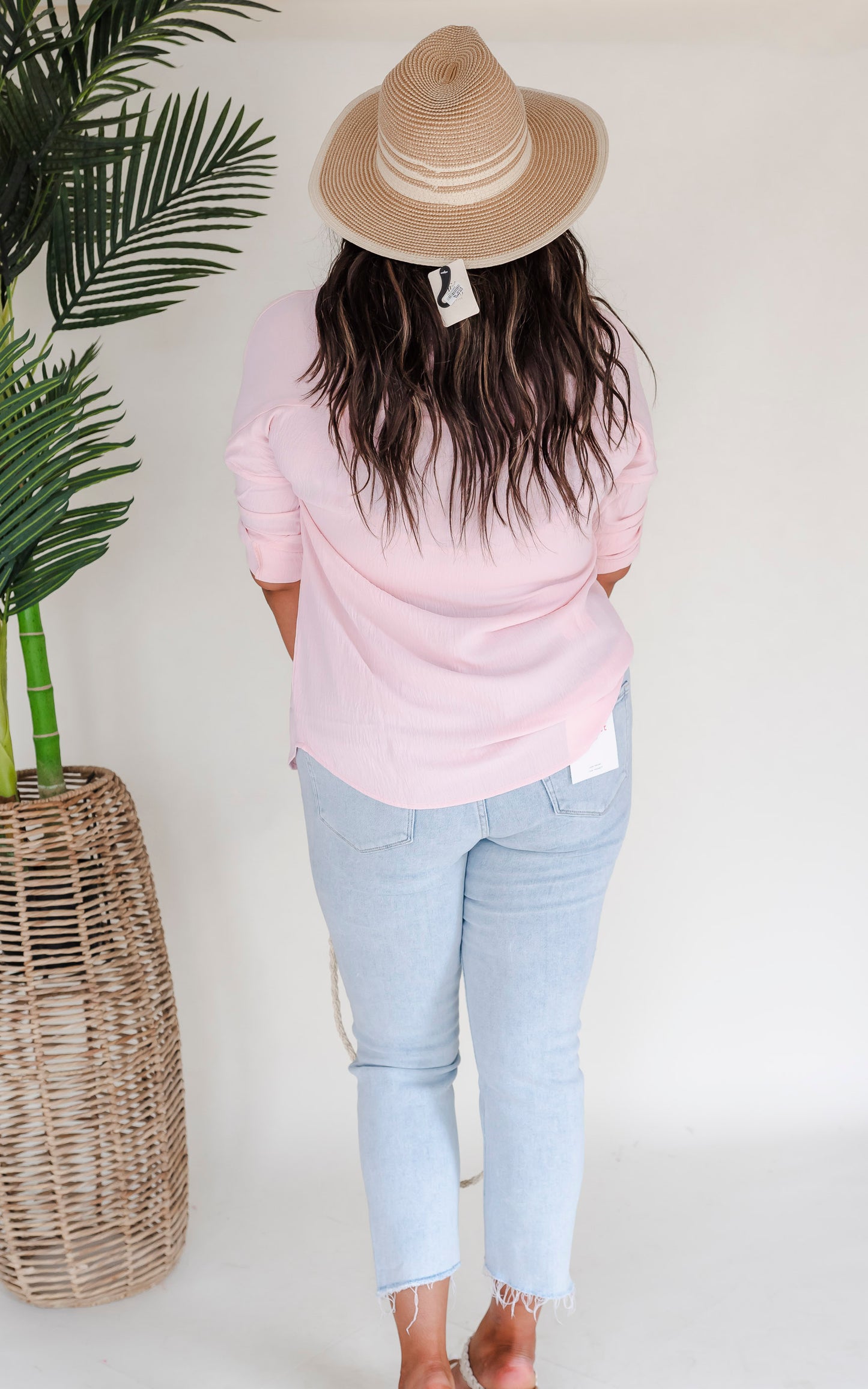 Fold Up Sleeve Button Down Blouse - Final Sale