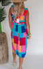 Take it All In Multi Color Square Printed Summer Dress - Final Sale