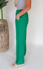 Kelly Green Textured Loose Pants w/ Pockets