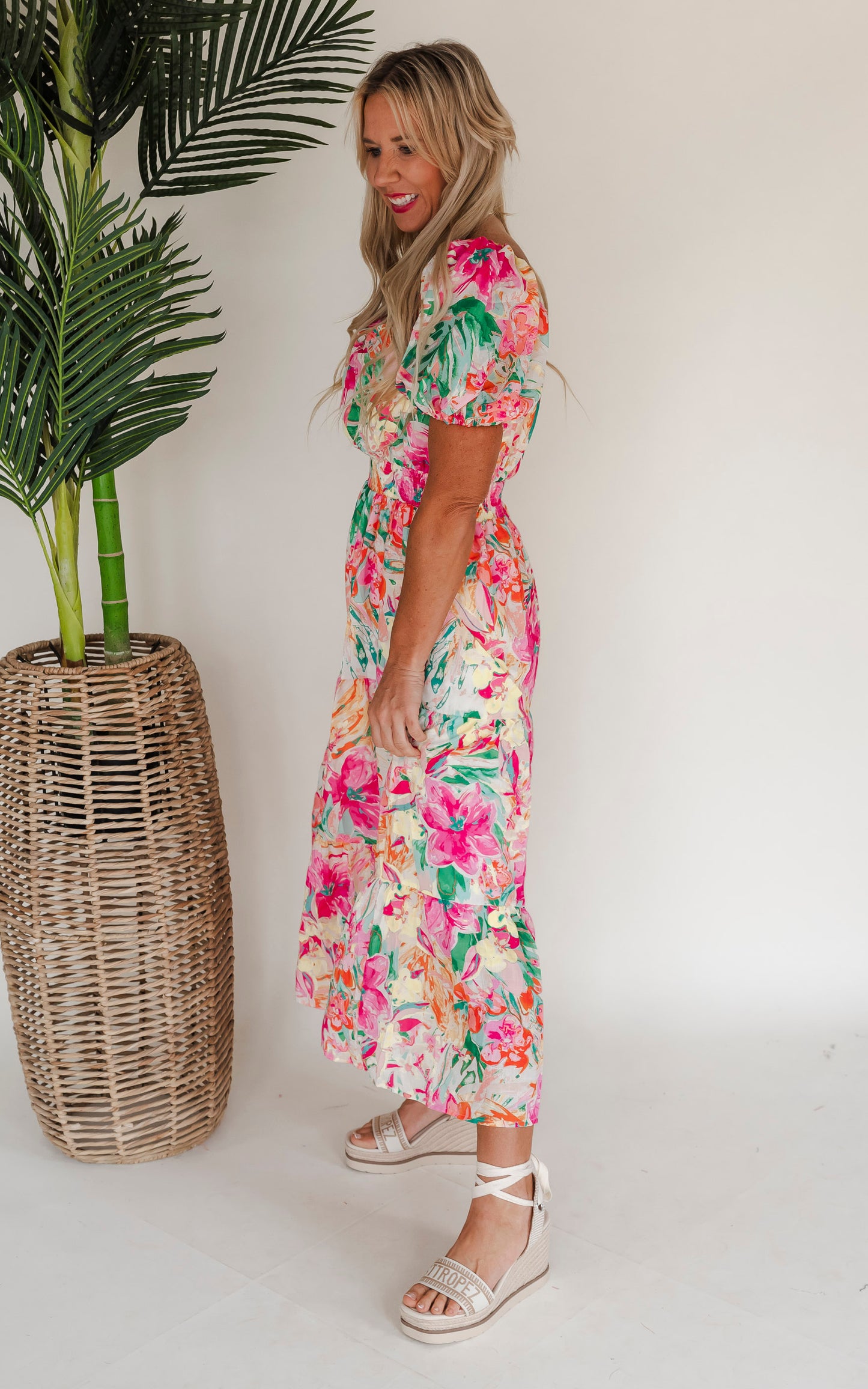 Amalfi Amore Sweetheart Printed Midi Dress - Final Sale