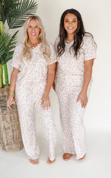 Taupe Cheetah Pant Pajama Set by Salty Wave