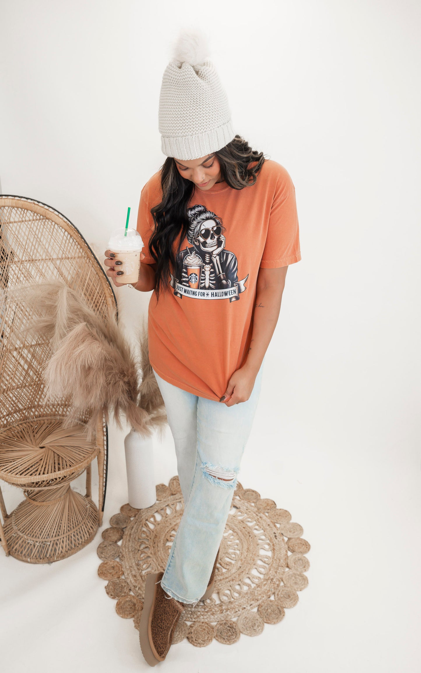 Just a Girl Waiting for Halloween Garment Dyed Graphic T-shirt - Final Sale