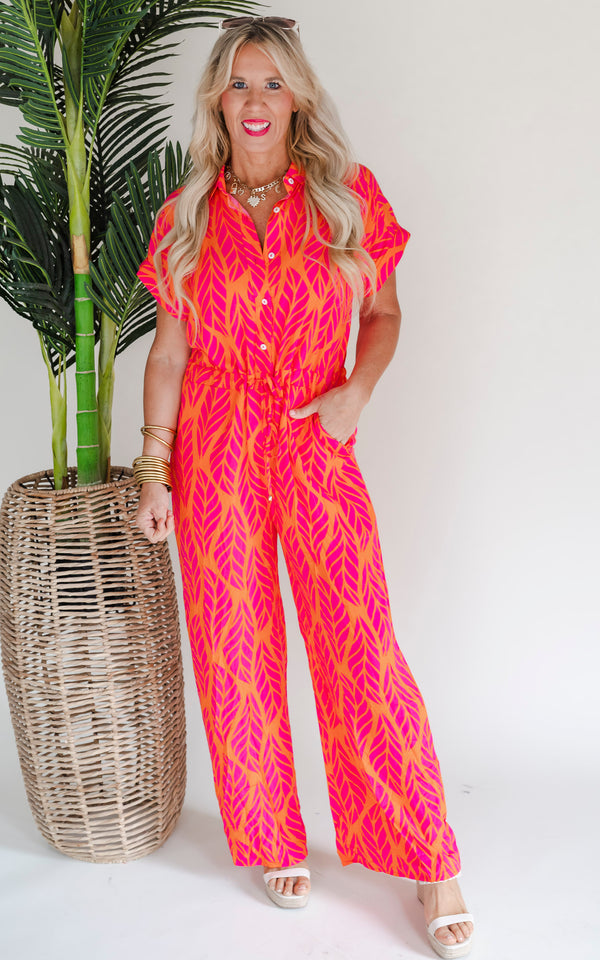 Its the Beach Life for Me Jumpsuit | Hot Pink