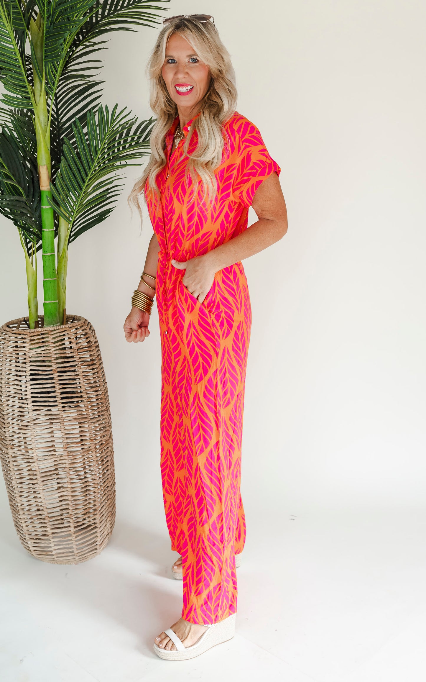 Its the Beach Life for Me Jumpsuit | Hot Pink - Final Sale