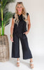 Feeling Fancy Textured Tie Back Drop Shoulder Jumpsuit