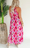 RSVP Magenta Floral Tie Back Halter Maxi Dress - Final Sale