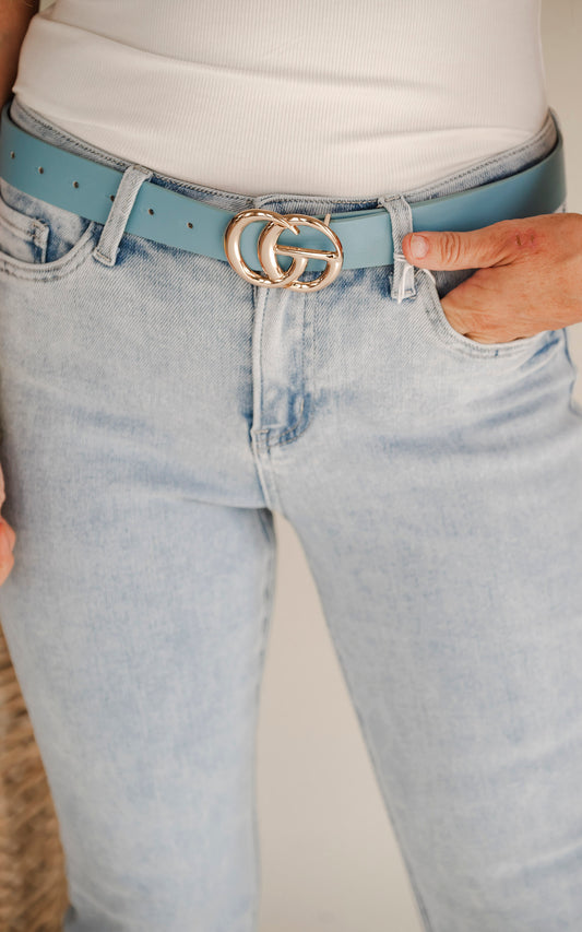 Dusty Blue GO Buckle Belt