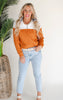 Cognac Colorblock Zip Sweatshirt by Salty Wave