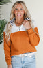 Cognac Colorblock Zip Sweatshirt by Salty Wave