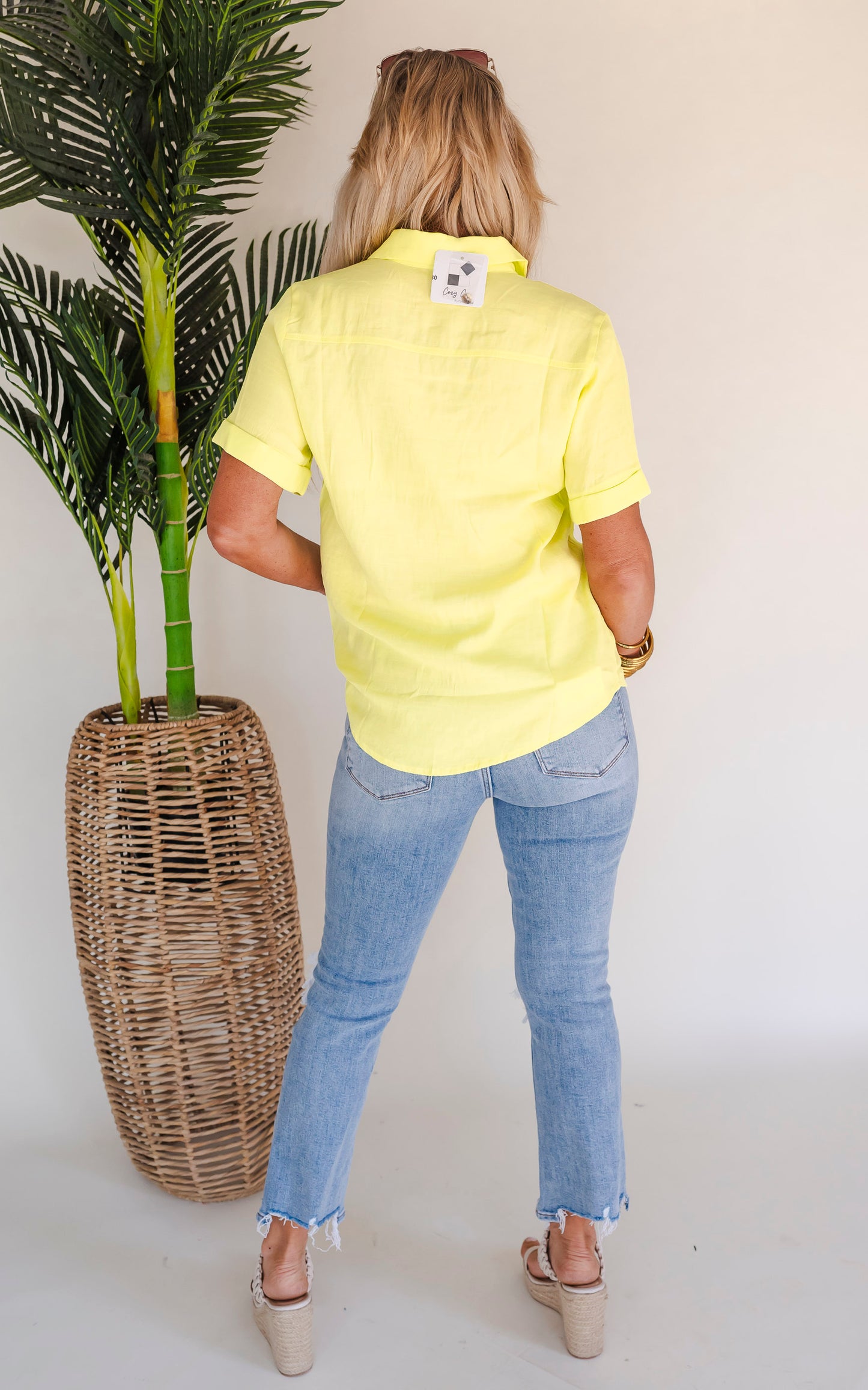 Pop the Lime Short Sleeve Blouse Top