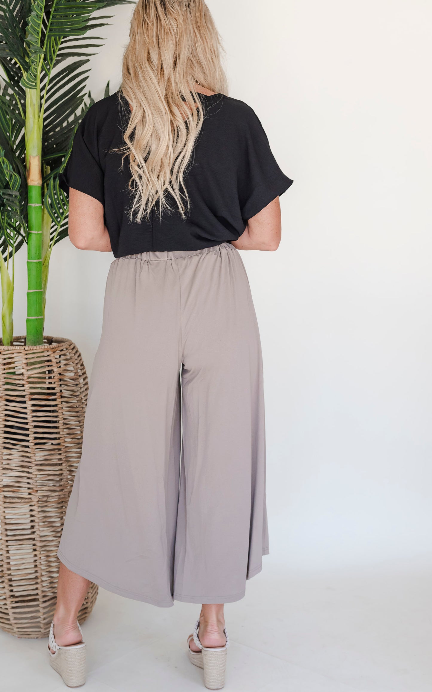 Olive Soft Wide Leg Crop Pants