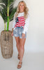 Americana Mineral Wash Raw Hem Star Shorts - Final Sale