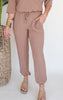 Textured High Waist Joggers - Taupe*