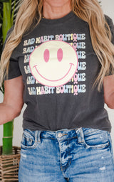 Smile Bad Habit Boutique Garment Dyed Graphic T-shirt.
