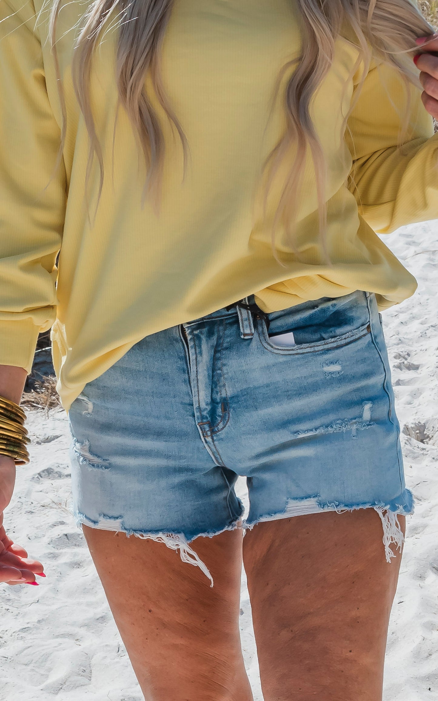 The Jessica High Rise Distressed Denim Short - Mica - Final Sale