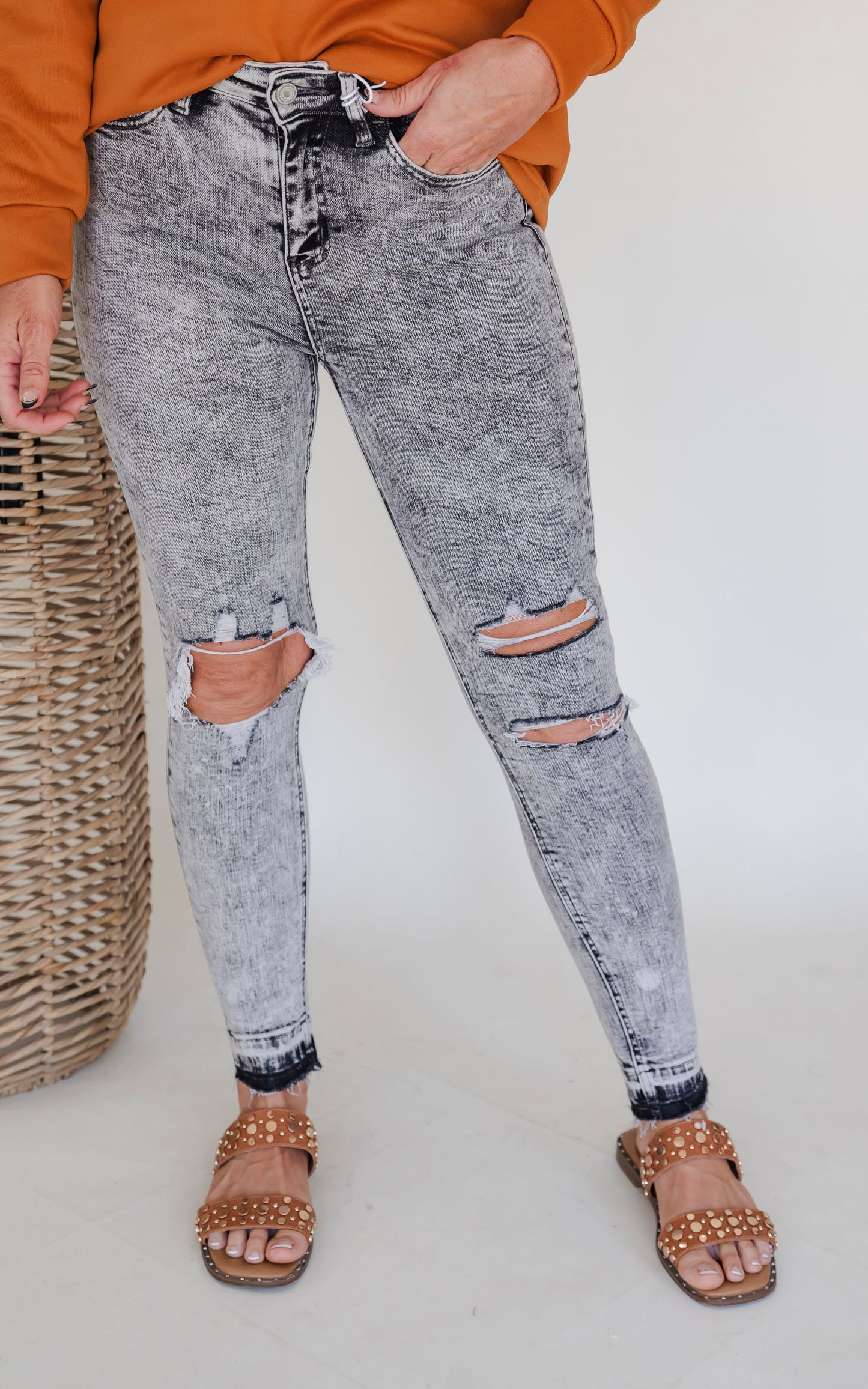 Morning Light High-Rise Distressed Ankle Skinny Denim Jean