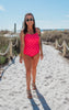 SALTY WAVE Hot Pink Checked One Piece Swimsuit