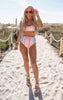 Pink Striped Bandeau Belted Bikini Swim Set (TOP & BOTTOM)