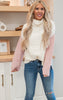 cream mauve colorblock sweater