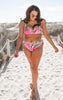 Pink Tropical Palm Ribbed Bikini Swim Set (TOP & BOTTOM) - Final Sale