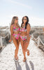 Pink Tropical Palm Ribbed Bikini Swim Set (TOP & BOTTOM) - Final Sale