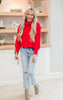 Be Gentle Red Chenille Sweater