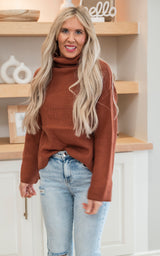 Keep Warm Wide Turtleneck Bell Sleeve Sweater - Camel