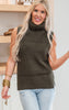 Olive Turtleneck Sleeveless Sweater