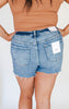 VERVET | Stay Ready High Rise Raw Hem Denim Shorts