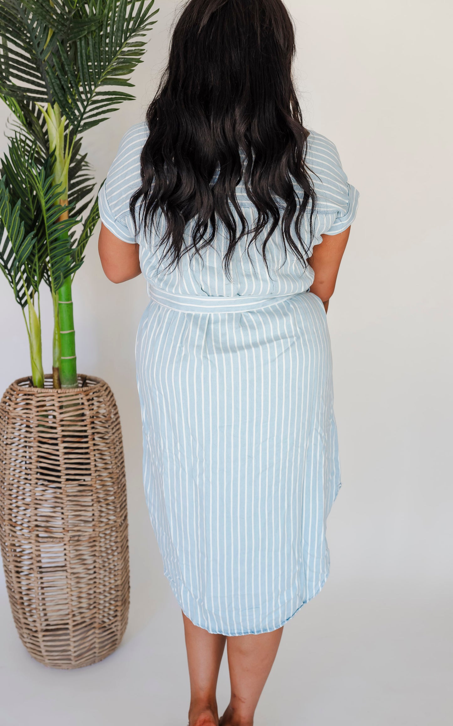 Stripe Button Down Midi Dress