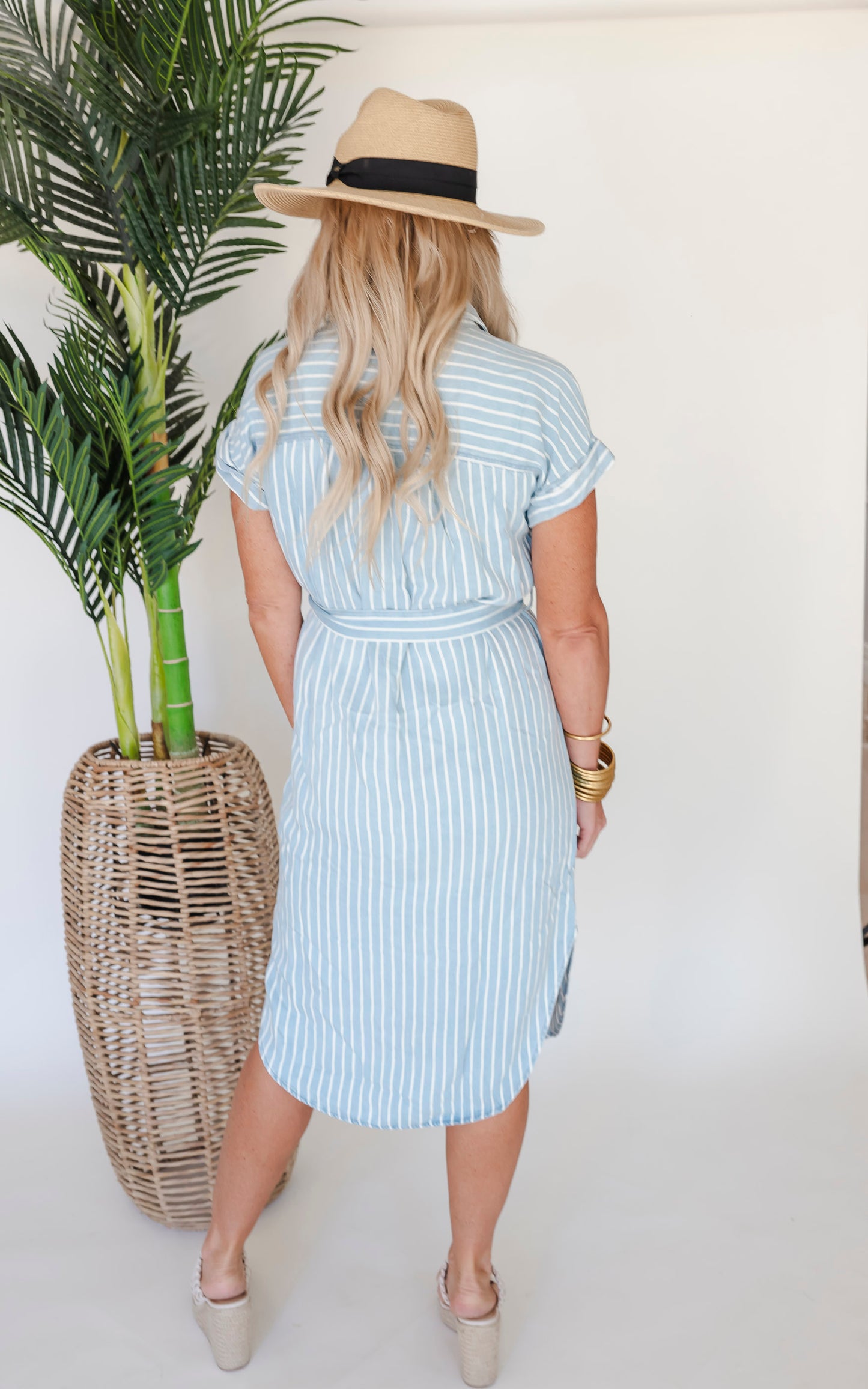 Stripe Button Down Midi Dress