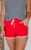 Red & White Drawstring Everyday Shorts 