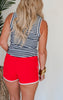 Red & White Drawstring Everyday Shorts 