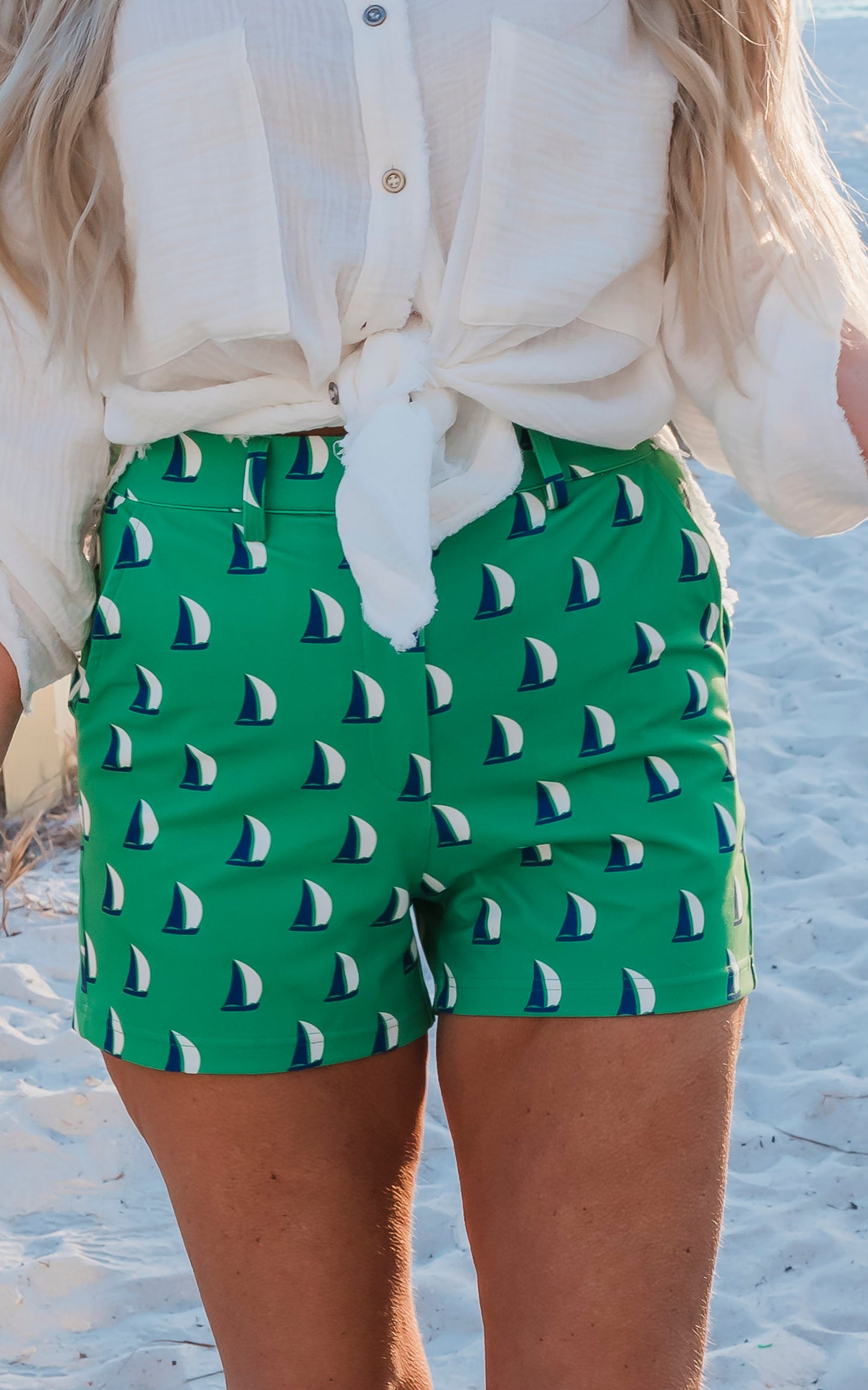 Kelly Green Sailboat Perfect Everyday Chino Shorts by Salty Wave