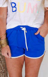 Blue & White Drawstring Everyday Shorts 