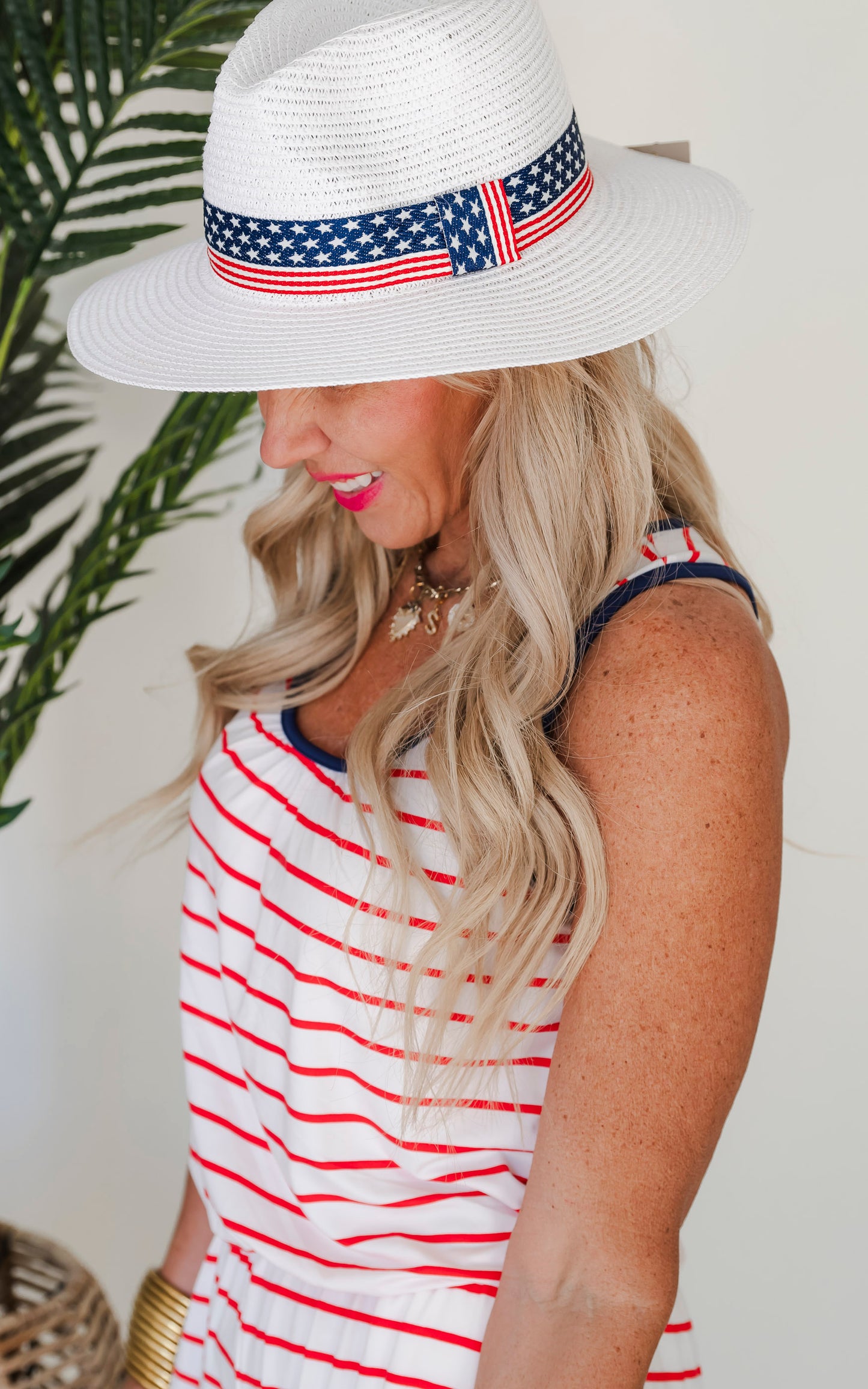 White American Flag Panama Sun Hat - DEAL