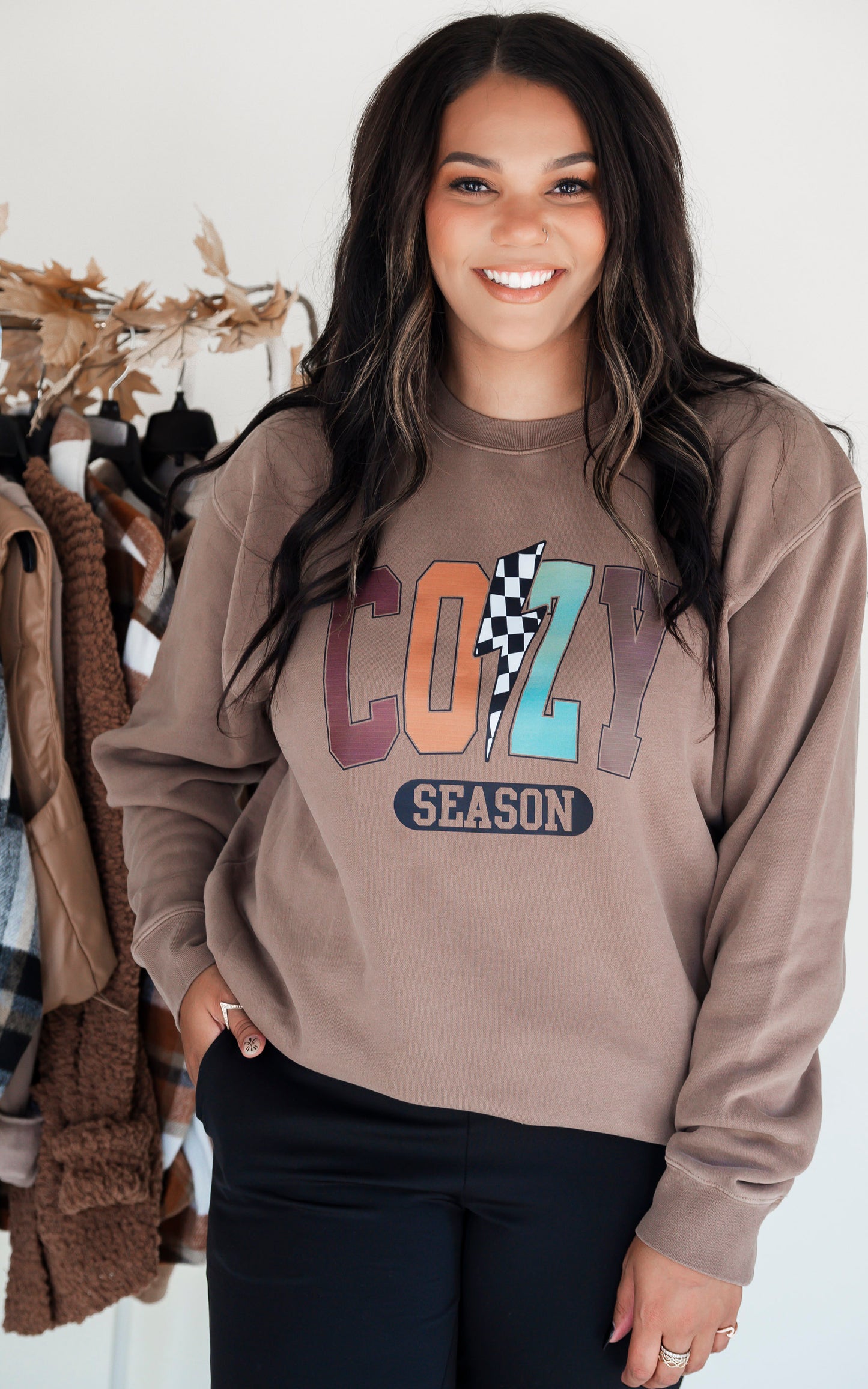 Cozy Season Pigment Dyed Graphic Sweatshirt