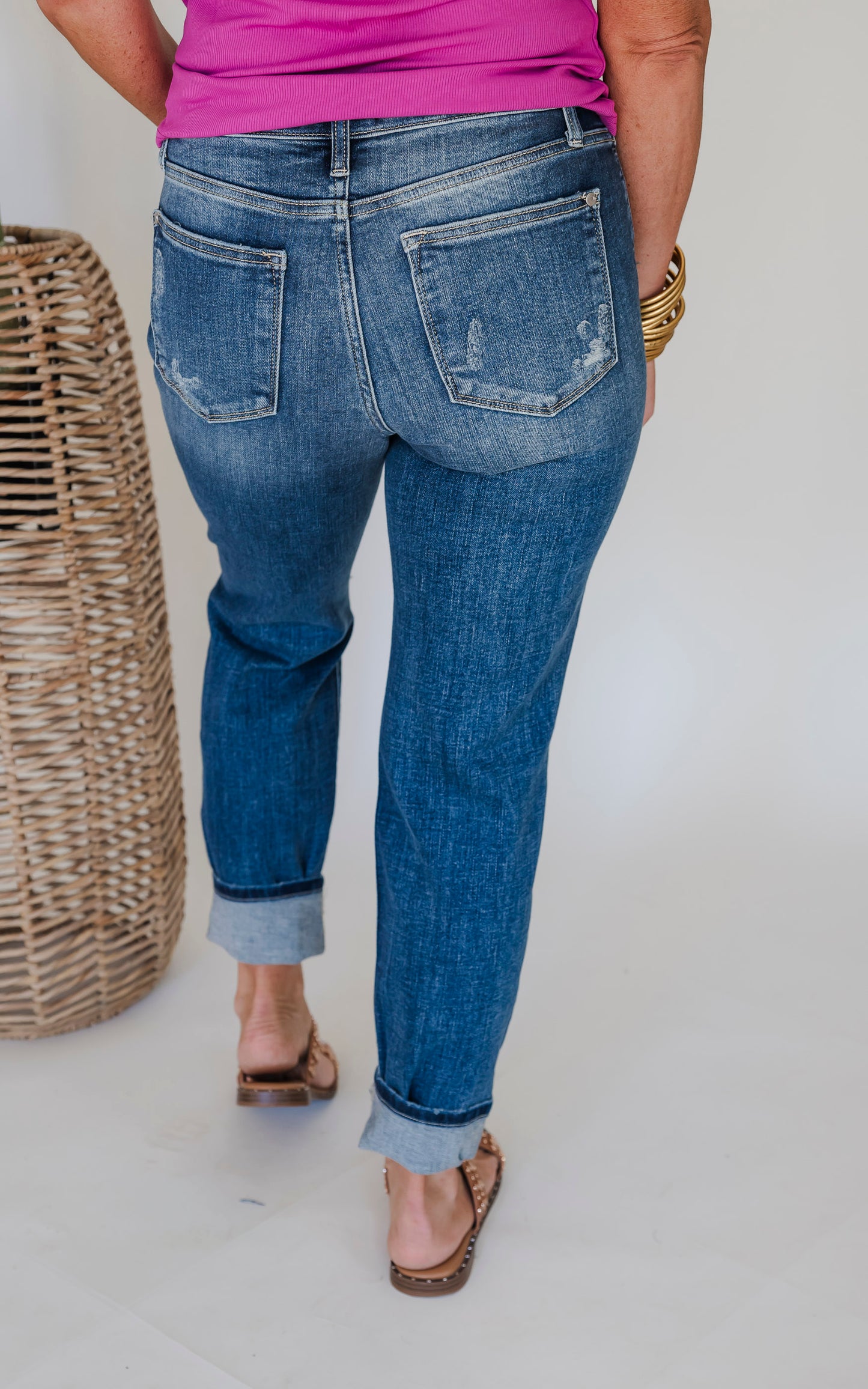 The Mischa Mid Rise Cuff Destroyed Boyfriend Denim Jean (REG/CURVY)