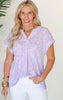 The Lizzy Always Ready Lavender Short Sleeve Floral Blouse Top - Final Sale